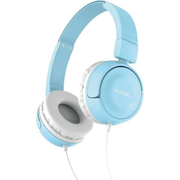 Roxel RX110 Lightweight Wired Foldable Headphones with Mic & Volume Control, On-Ear Headphones, Ergonomic Design, Answer Incoming Calls, Compatible with Android and IOS Devices (Blue)