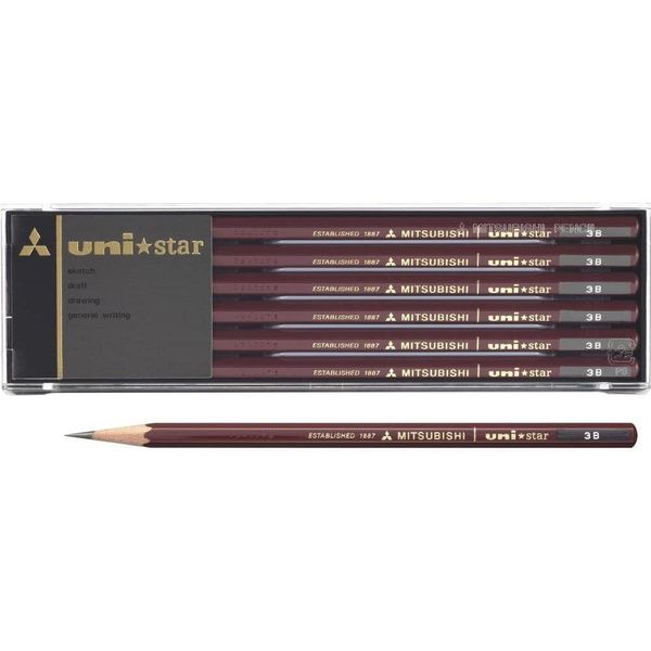 Mitsubishi Uni Star Japanese Graphite Pencils 3B 12 Pieces