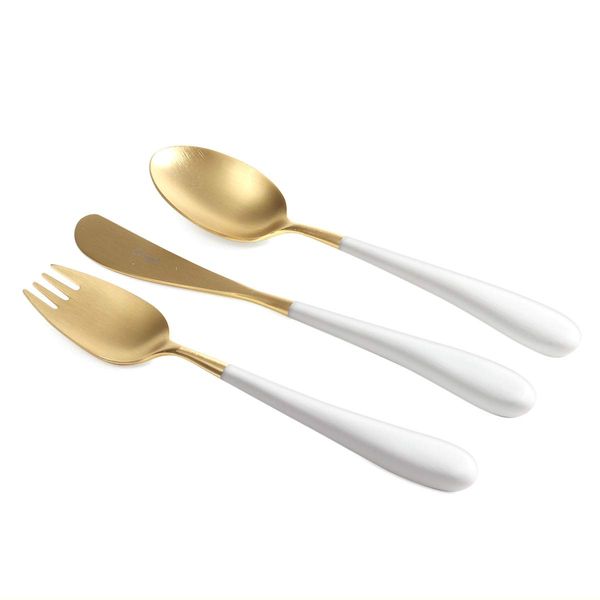 Cutipol Alice Set Children's Cutlery (White x Gold)