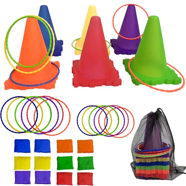 Aykzaqe Outdoor Toys for Kids,Bead Bags for Tossing,Ring Toss Party Games for Kids,Obstacle Course for Kids,Backyard Games,Kids Games,Carnival Games,Toddler Outdoor Toys for Toddlers 3-5