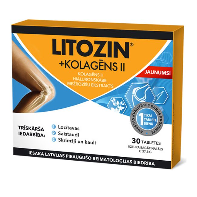 Litozin with Colagen II Vitamin C, Roseship and Cooper for Joints health 30 tabs