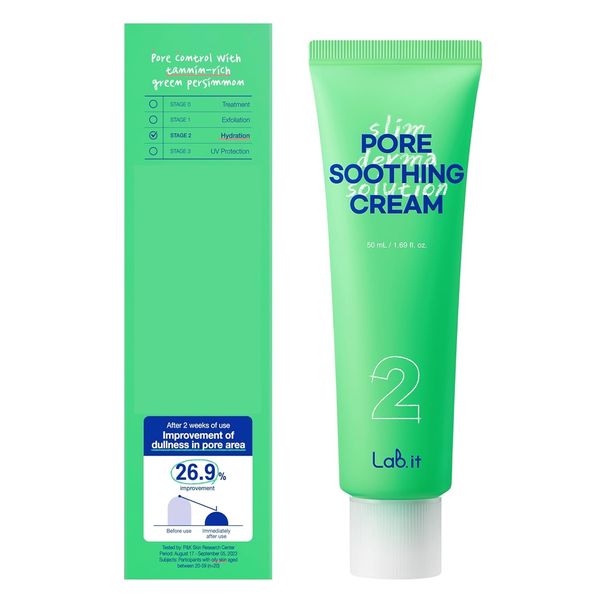 Lab.it Pore Soothing Cream｜ Moisturizer for Oily Skin, Pore Care with Tannin & Niacinamide, Hydrating Gel Cream for Clear Skin, Korean Skincare, Non-Comedogenic, Dermacosmetics (50ml, 1.96 fl. oz.)