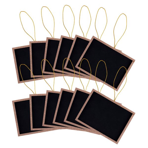 Super Z Outlet Mini 3" x 4" Wooden Frame Rectangle Hanging Chalk Blackboard for Arts & Crafts, Table Numbering, Party Favors (12 Pack)