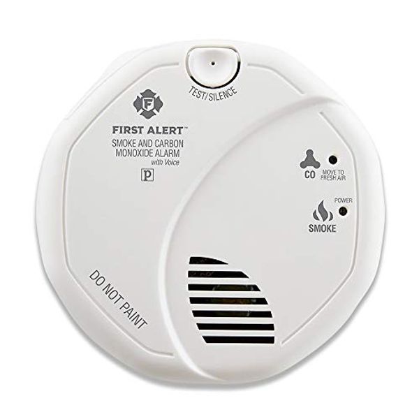 First Alert SCO7CN Combination Smoke and Carbon Monoxide Detector with Voice and Location, Battery Operated , White