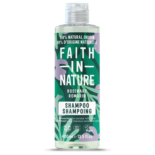 Faith In Nature Natürliches Rosmarin-Shampoo, Ausgleichend, Vegan und Frei von Tierversuchen, Ohne SLS Oder Parabene, Für Normales Bis Fettiges Haar, 400ml