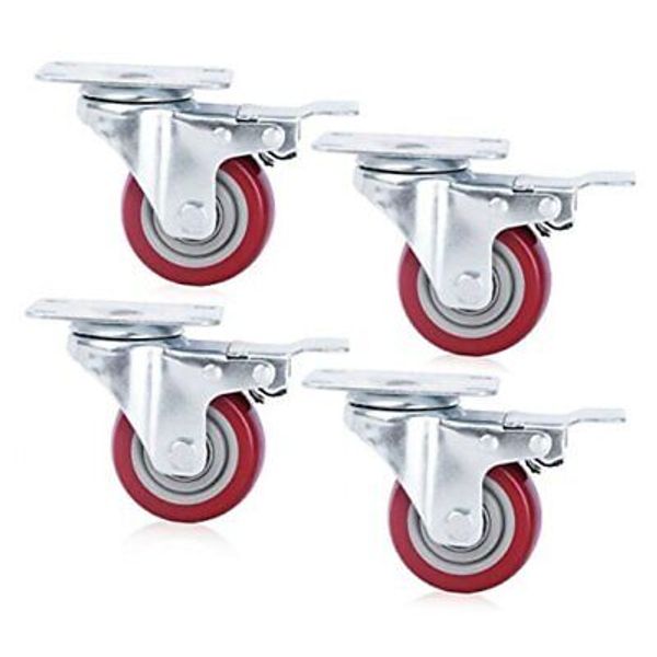 Caster Wheels Set of 4 With Brake 3 Inch Plate Swivel Casters Premium