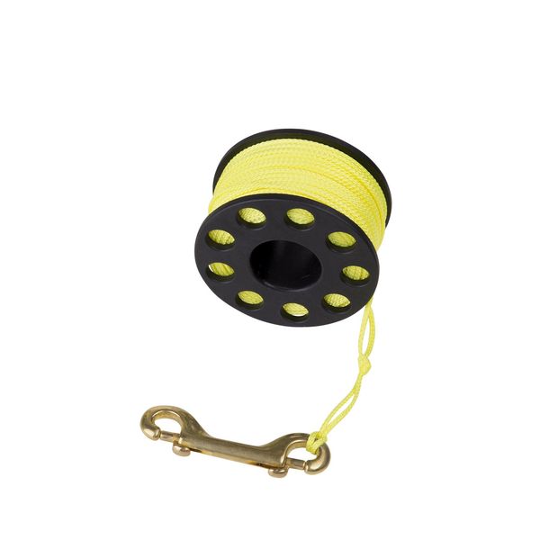 Trident Finger Reel with Brass Clip Wreck Scuba Diving Tech Spool Reel, Large 160 FT - 160' Reef Finger Reel - Yellow