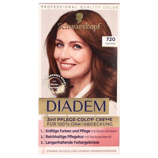 Schwarzkopf Diadem 3-In-1 Color-Creme 720 Kastanie, 1 Packung