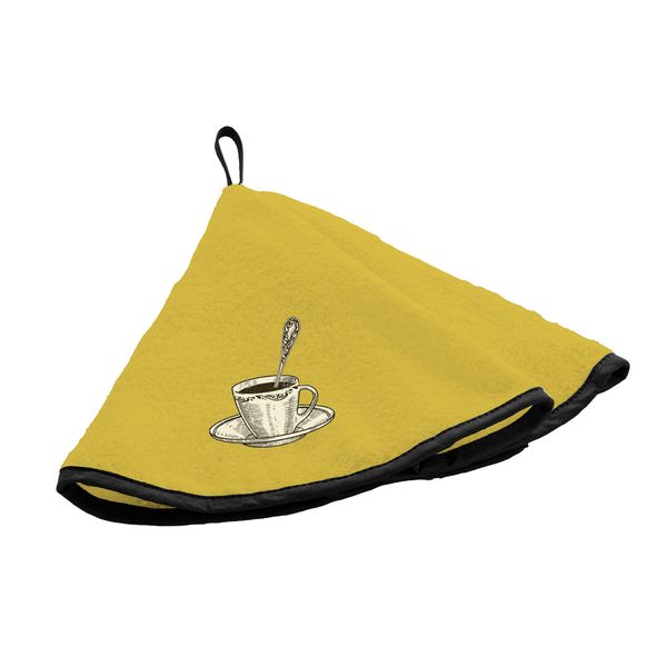 Douceur d'Intérieur, Round Hand Towel Diameter 60 cm Yellow Cup Embroidered Sponge