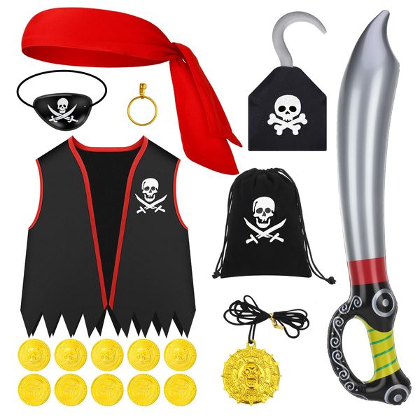 Livdouyu Piratenkostüm Kinder, Piratenhut Kinder Karneval Piratenkostüm Kinder Piratenkostüm Zubehör für Jungen Mädchen Karneval Piratenparty