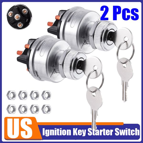 2 X Universal Ignition Starter Key Switch Set For Car Tractor Trailer Truck RV