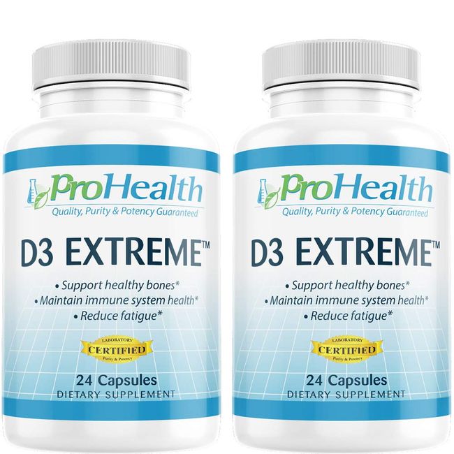 ProHealth 2-Pack Vitamin D3 Extreme (50,000 IU, 24 Capsules Each) Helps Boost and Support Healthy Bones and The Immune System | Gluten Free | Soy Free