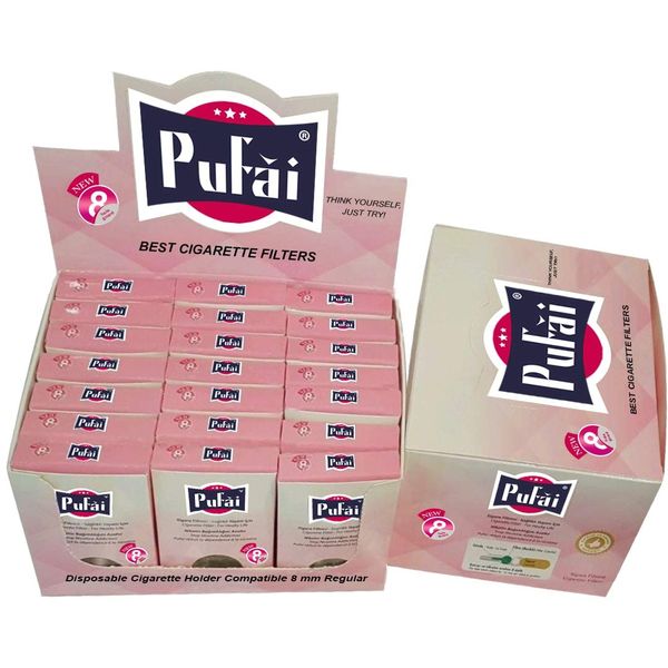 Pufai Disposable Cigarette Filters Regular Size Tar Blocker 420 Piece 21 Pink Boxes