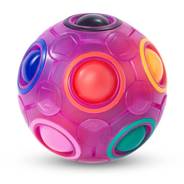 Vdealen Magic Rainbow Puzzle Ball, Fidget Ball Puzzle Brain Teaser Fidget Toy for Boys & Girls- Birthday Party Easter Valentines Day Christmas Stocking Stuffers for Kids Teen & Adults(Purple)