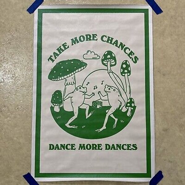 Frogs Green - Take More Chances- Dance More Poster Canvas Wall Art ✅ 16x24 inch