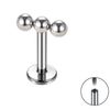 16G Surgical Steel Internally Threaded 3 Tiny Beads Ear Tragus Helix Labret Stud