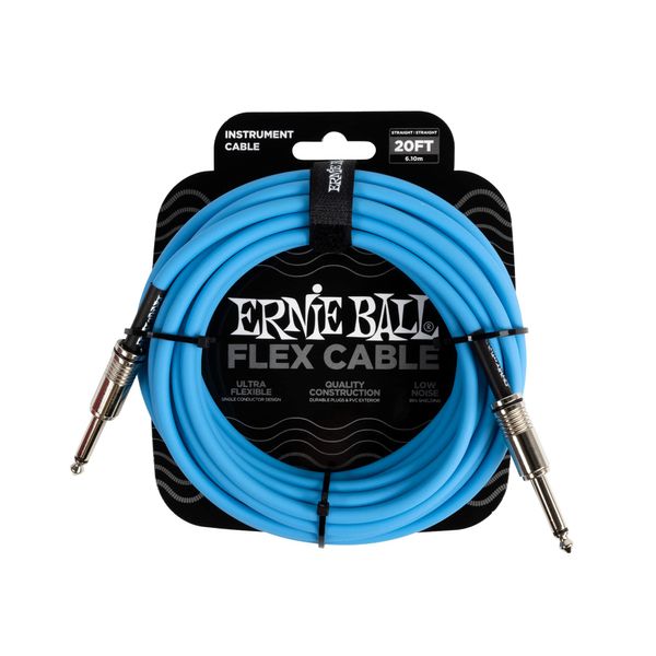 Ernie Ball Flex Instrument Cable Straight/Straight 20ft - Blue