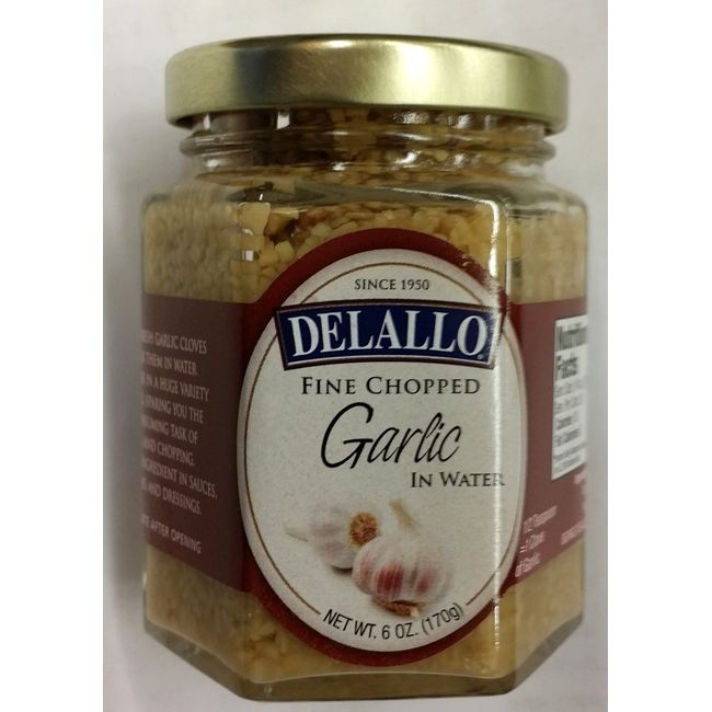 DeLallo Diced Garlic in Pure Olive Oil, Minced & Roasted, 5.5oz Jar, 6-Pack