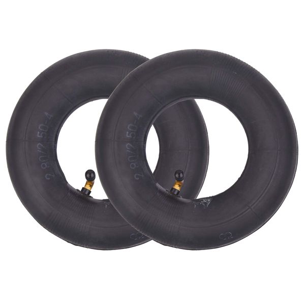 2 pack of Inner Tube with TR87 Bent Valve Stem 2.80/2.50-4 280/250-4 replacement for Hand Trucks, Utility Wagon Cart, Lawn Mowers, Wheelbarrows, Dollys, Scooters