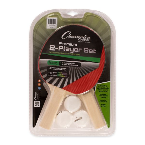 Champion Sports PN200 Table Tennis Set: 2 Player Ping Pong Accessories Kit with 2 Paddles & 3 Balls, Indoor Ping Pong Equipment for Men, Women & Kids