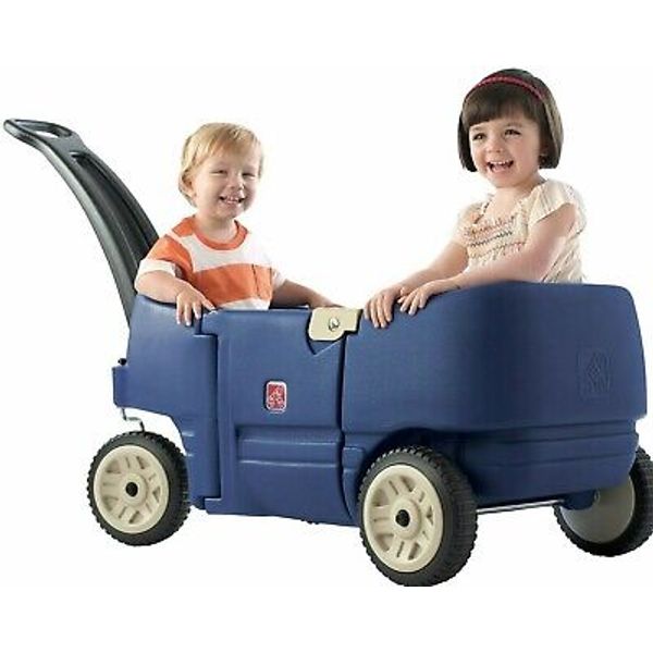 Step2 Wagon for Two Plus Blue Foldable Wagon for Kids with Seats