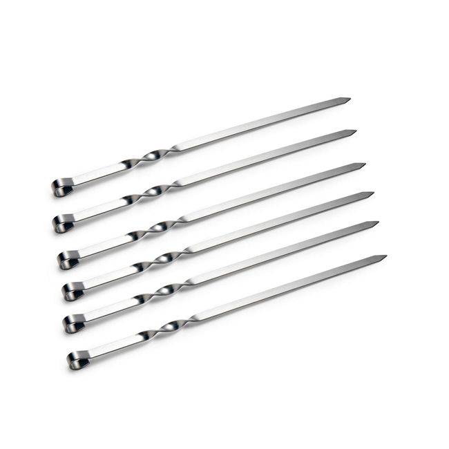 IMEEA BBQ Skewers, bbq Skewers, Camping, Stainless Steel, Skewers, Iron Skewers, Outdoors, 15.7 inches (40 cm), Set of 6