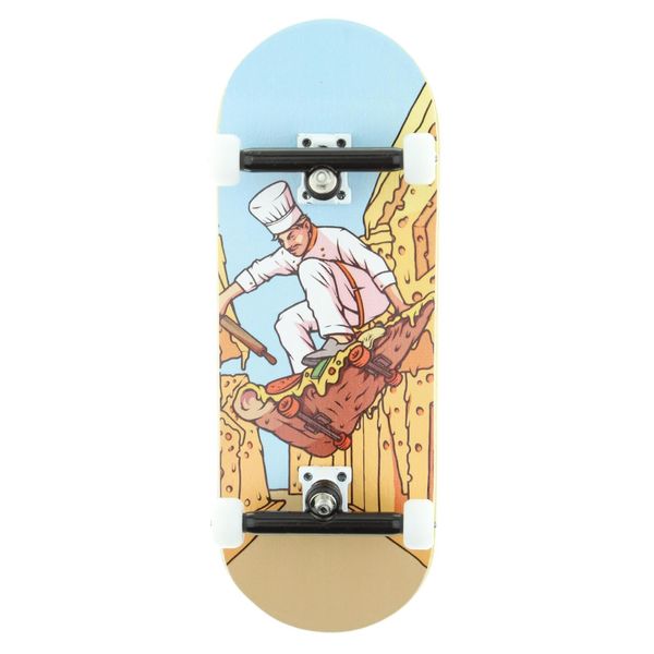 Skull Fingerboards® Pizza Xpress 34mm Pro Complete Professional Wooden Fingerboard Mini Skateboard 5 PLY with CNC Bearing Wheels