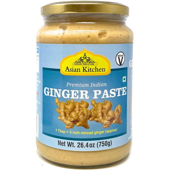 Asian Kitchen Ginger Cooking Paste 26.5oz (750g) Glass Jar ~ Vegan | Gluten Free | NON-GMO | No Colors | Indian Origin