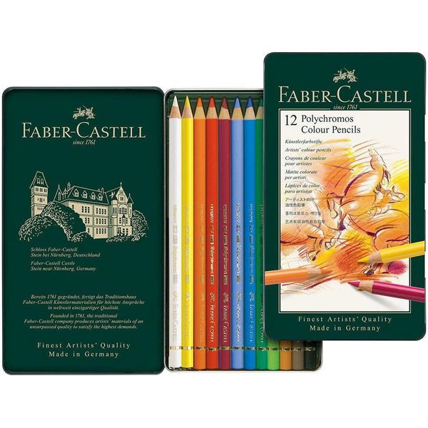 Faber-Castell Polychromos 110012 Color Pencils, Case of 12 Colors