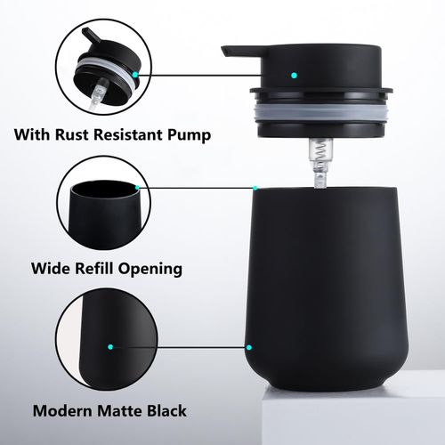 zuxzmj Liquid Hand Soap Dispenser Plastic 11 oz Refillable Soap Bottle for Bathroom & Kitchen Countertops Modern Matte Black