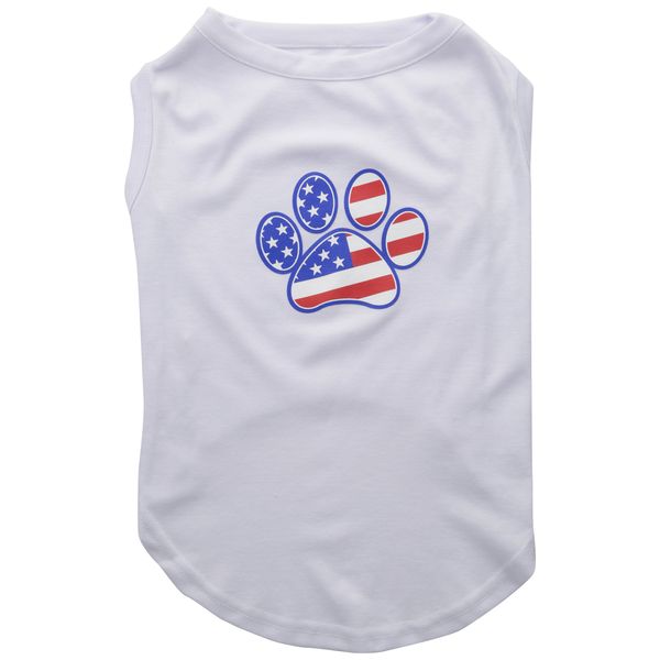 Mirage Pet Products Patriotic Paw Screen Print Shirts White XXL (18)