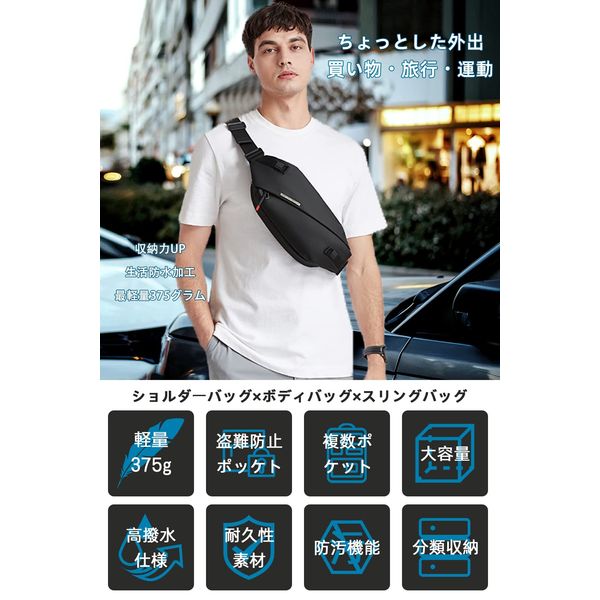 FENRUIEN Men's Shoulder Bag, Crossbody Bag, Smaller, Waist Pouch, Hip Bag, Waterproof, Lightweight, Multifunctional, Waist Bag, Fashionable, Portable, Multi-Pocket Storage, 3-Way SBS Zipper, Suitable