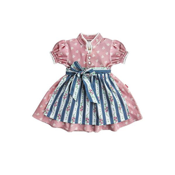 Mogo Baby - Mädchen Baby-Dirndl rosa mit Schürze blau, ROSA, 62/68