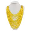 Bocar Multi-Layer Long Chain Chunky Bib Seed Beads Statement Necklace (NK-10410-yellow)