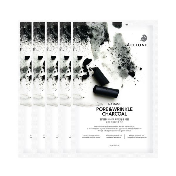 Allione Namask Pore & Wrinkle Charcoal Sheet Mask 5 Pcs Charcoal Face Mask