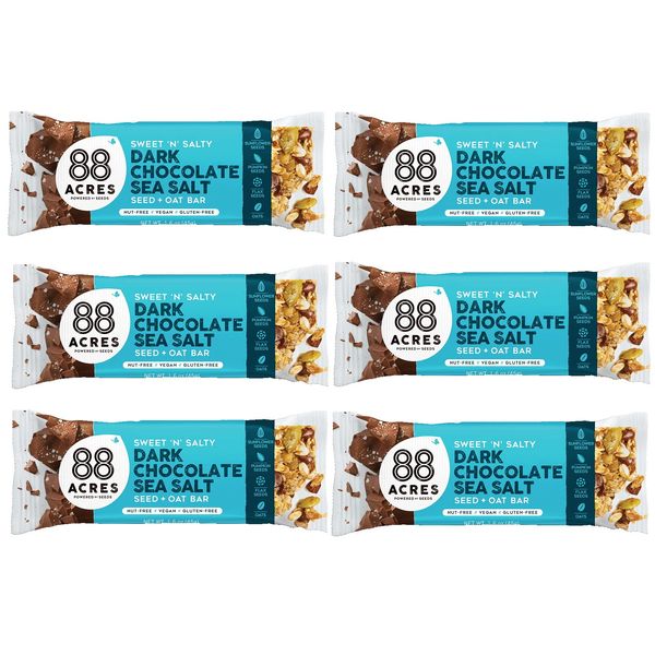 88 Acres Granola Bars | Gluten Free, Nut-Free Oat and Seed Snack Bar | Vegan & Non GMO | 6 Pack (Dark Chocolate Sea Salt))