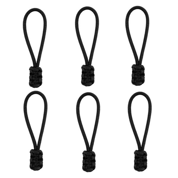 Zipper Pulls Tab Universal Nylon Zipper Repair Kit Replacement Zipper Slider Pull Zipper Fixer Metal Zipper Head Hand Woven Pull Rope Zipper Handle Cord Pull Tab,6 Pieces