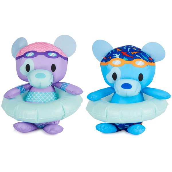 Swimways Huggable Floating Water Stuffed Animal, Bath Toys and Pool Party Favors 2-Pack for Kids Ages 1+, Blue and Purple