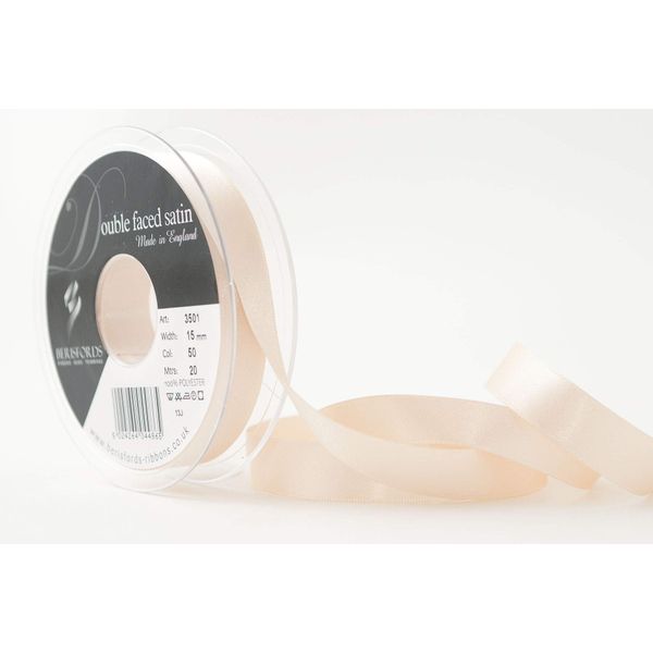 Berisfords Double Satin Ribbon, Cream, 15 mm