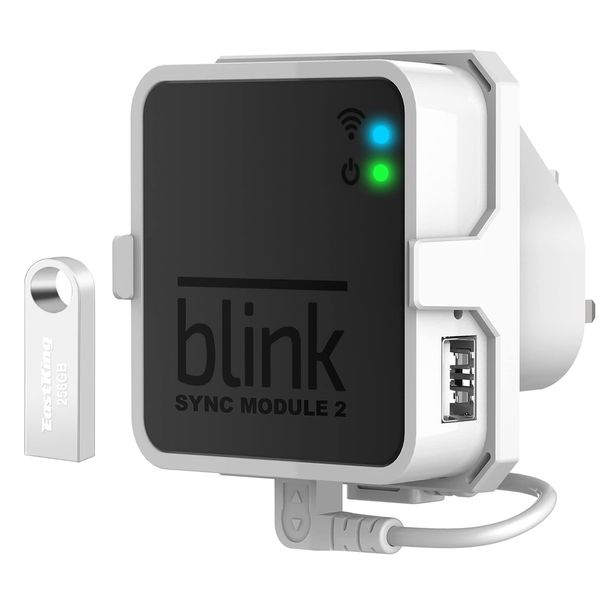 EastKing 256GB USB Flash Drive and Outlet Mount for Blink Sync Module 2, Save Space and Easy Move Mount Bracket Holder for Blink Outdoor Blink Indoor Security Camera System (White)