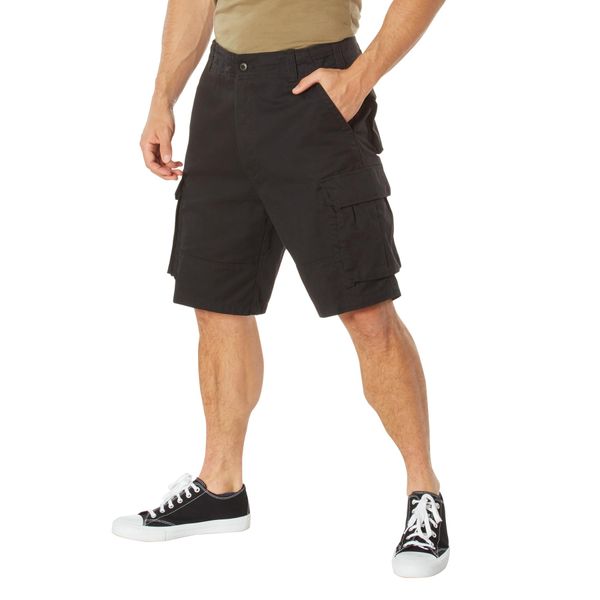 Rothco Vintage Solid Paratrooper Cargo Shorts (US, Alpha, 4X, Regular, Regular, Black)