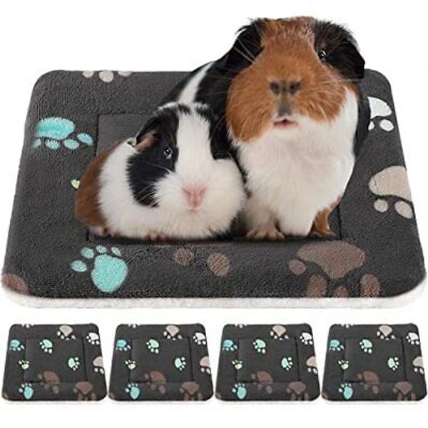 4 Pack Ultra Soft Dog Cat Bed Mat with Cute Prints 13 x 10 Inches Black