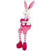Northlight Boy Sitting Easter Rabbit Decoration with Dangling Legs - 16.5" - Pink and Cream