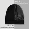 LULUSILK 100% Mulberry Silk Lined Sleep Cap Bonnet for Sleeping, No More Frizzy Tangled Hair, Stay On All Night Adjustable Wrap, Black, Pack of 1