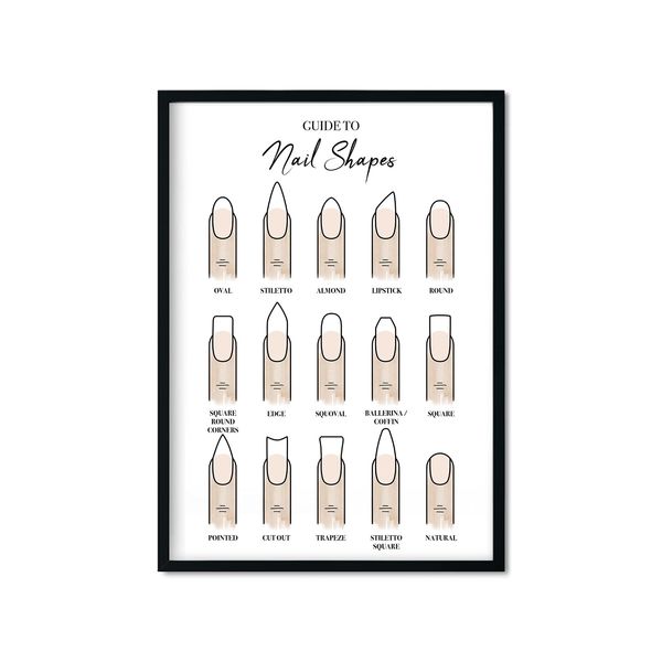 Nail Shapes Salon Wall Art Print - Manicure Wall Décor - Beauty Technician Poster