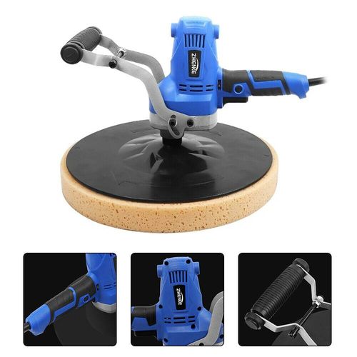 Concrete Cement Mortar Trowel 110V 850W Adjustable Speed Wall Smoothing Polishing Machine Handheld Electric Plastering Bucket Trowel Tool with Self-adhesive Disc