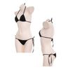 Masonanic Striped Bikini, String Pants, Bra, Knee-High, 3-piece Set, Cosplay, Micro Triangle Bikini, Black