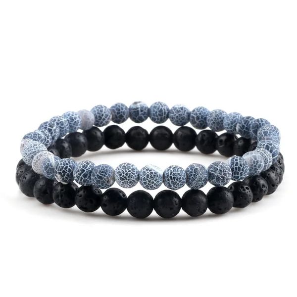 Hemasa 6mm Natural Black Matte Beads Bracelets Black Weathered