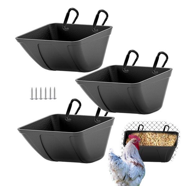 mozoba Hanging Chicken Feeder Trough for Goat Sheep Deer Poultry Duck Chicken Fence Feeder Livestock Feeding Container Goats Supplies Feeders Waterer Bucket