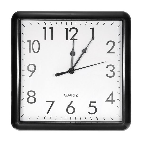 Wall Clock 9" x 9" Quartz Battery Operated Silent Square Wall Clocks Black